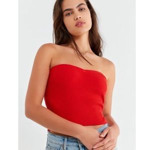 Red Ribbed Tube Top